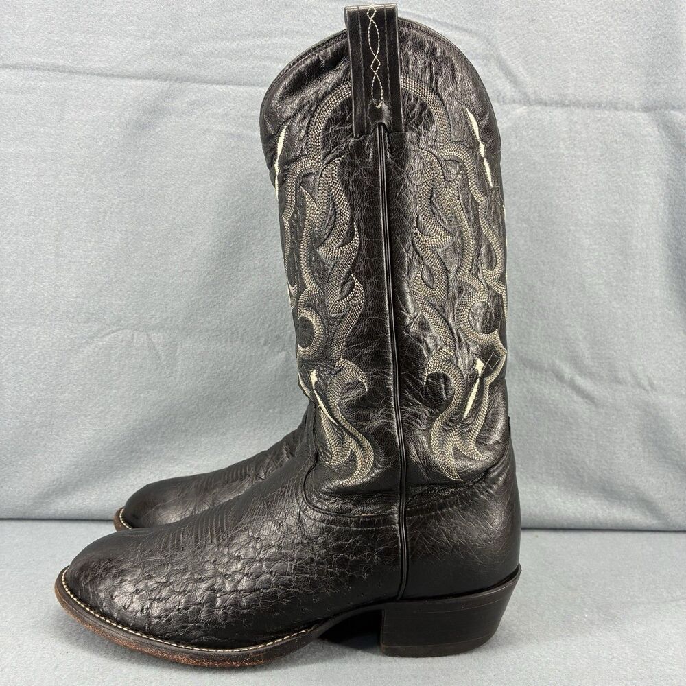 Tony Lama CT871 Bonham Smooth Ostrich Cowboy Boots Men’s 10 D Black USA